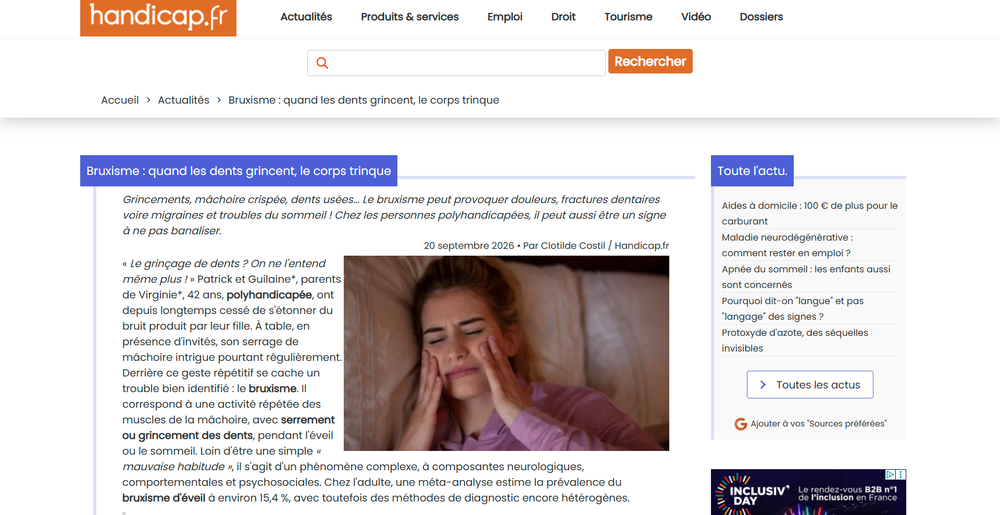 Bruxisme et handicap, un lien à ne pas négliger